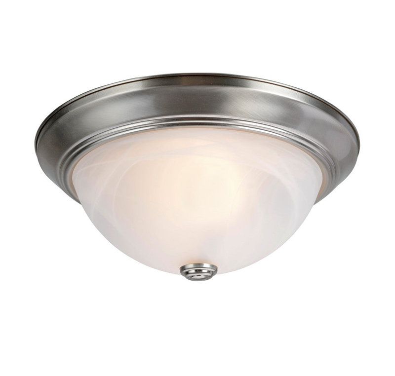 Plafonnier encastré en verre Siyade, Nickel brossé, H 5,5 po x l 11 po x P 11 po