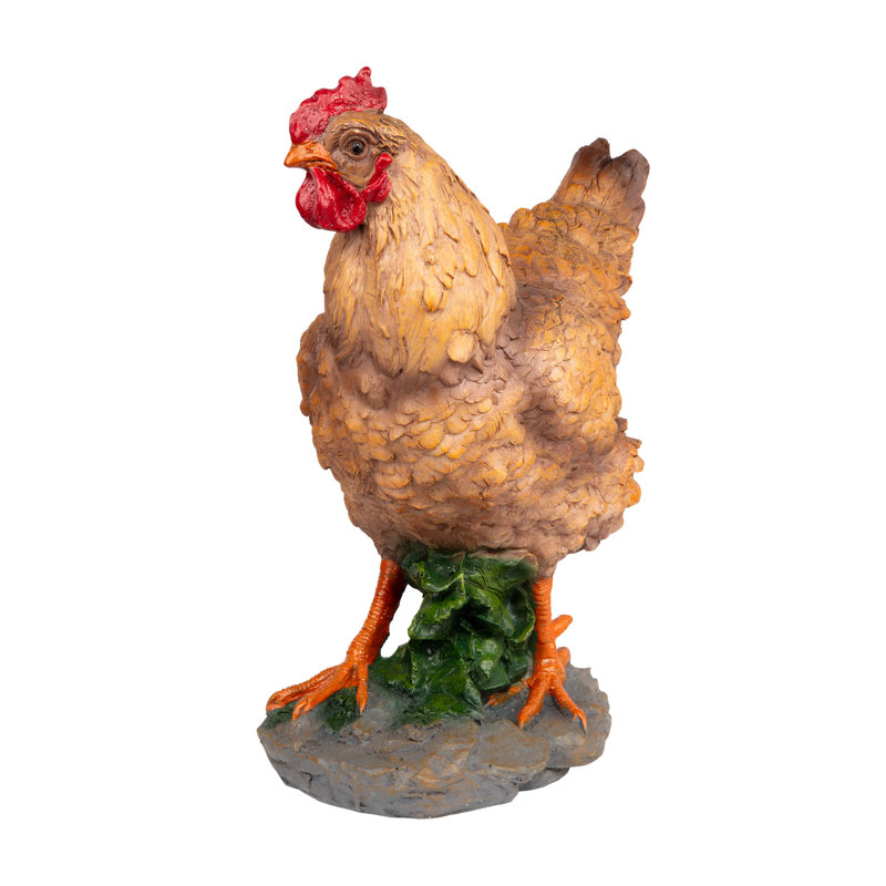 Hen and Rooster Animals Weather Resistant UV Resistant Polyresin Garden Statue