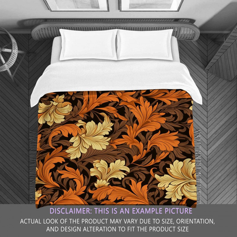 Polyester Comforter, Brown/Orange Floral, King Comforter
