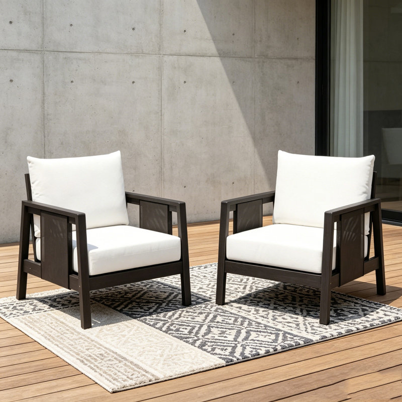 Fauteuil club d'extérieur, coussins blancs hydrofuges, DARK GREY-2pieces