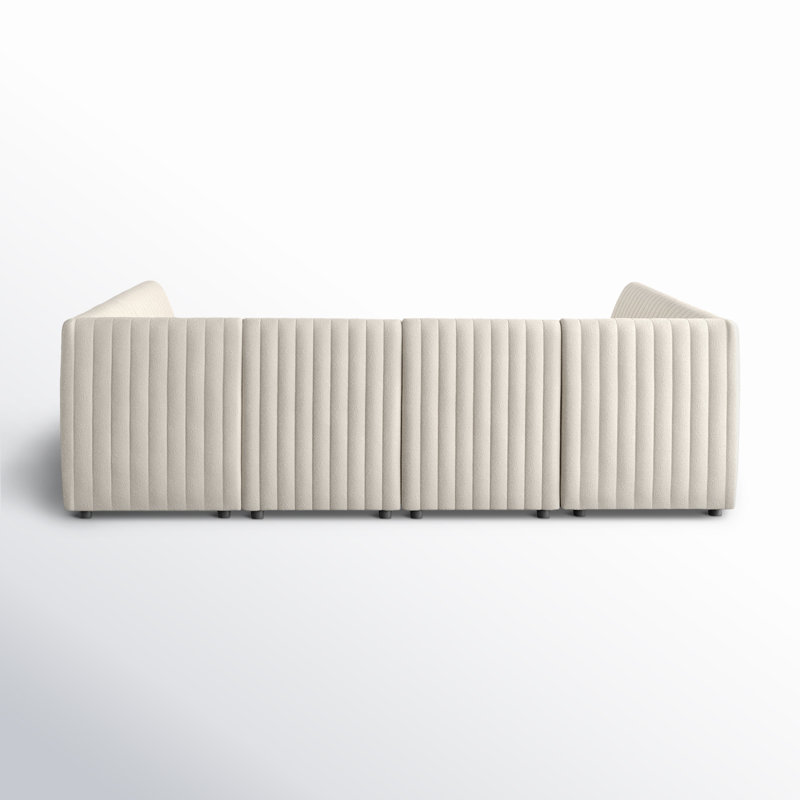 Grayson 106" Wide Symmetrical Modular Corner Sectional, Capri Oatmeal Boucle, 31.5" H X 106" W x 66.5" D