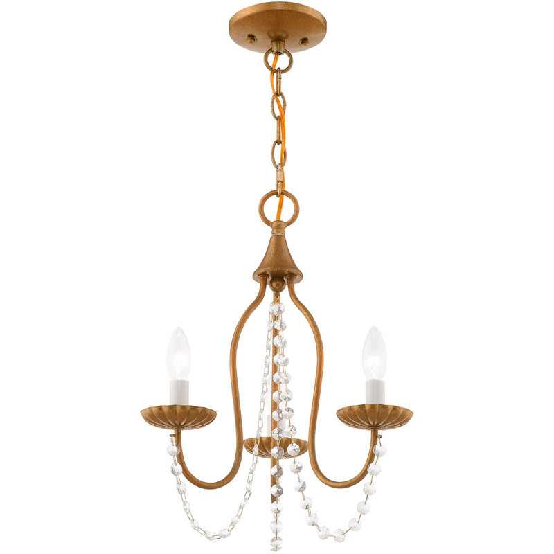 Lustre 3 lumières Katron, Feuille d'or antique
