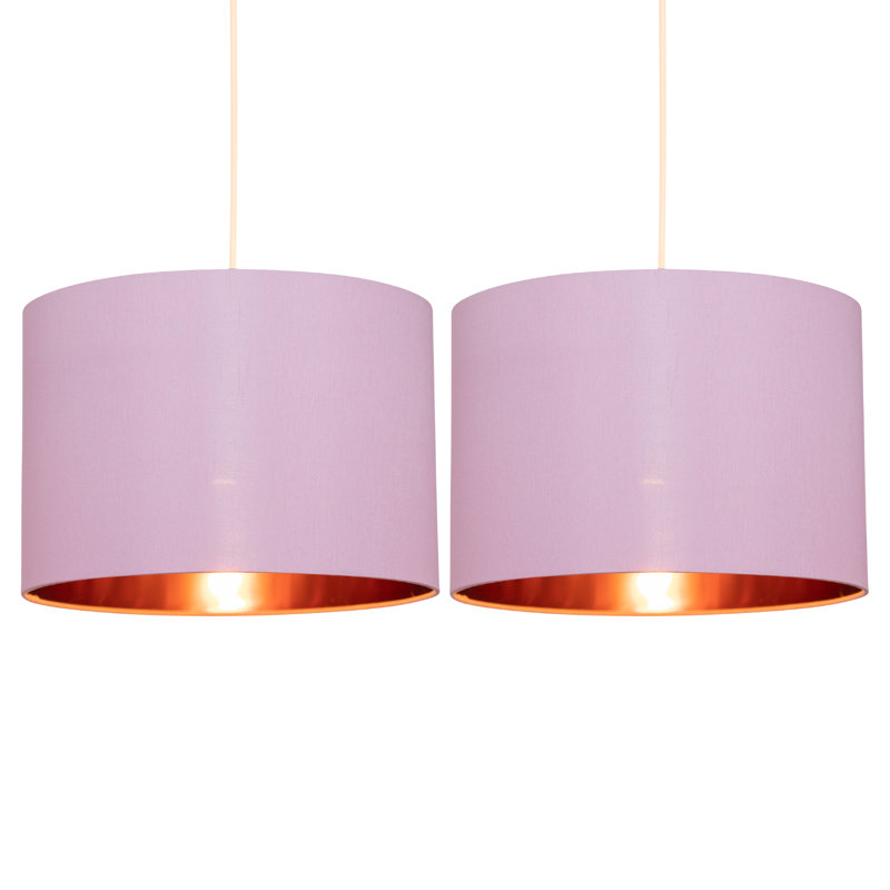 Madde Silk Drum Pendant Shade, Grey/Copper, 20cm H x 30cm W x 30cm D