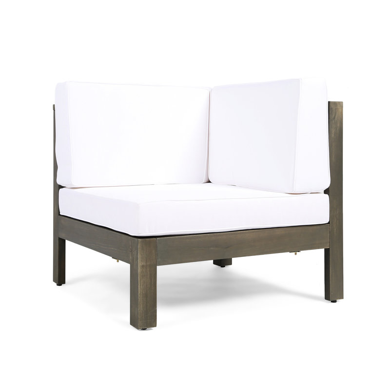 Chaise en bois blanc - modèle d'angle, plage de coussin en tissu avec coussins d'eau, l 29,49 x P 29,49 po