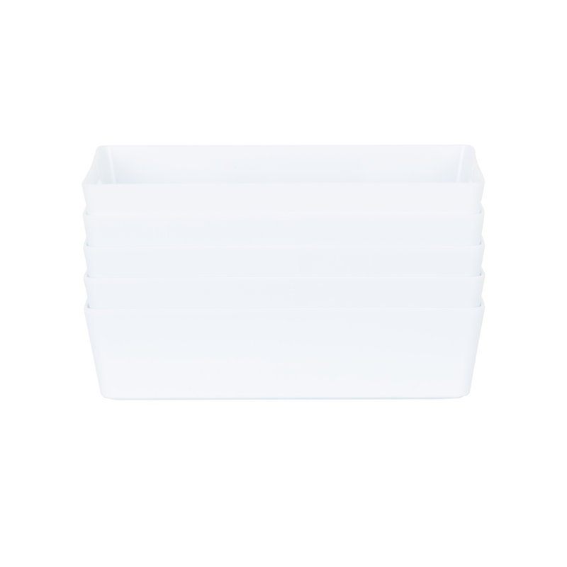 Wham Studio Basket 4.01 Rectangular Pack of 5 Ice White, 6cm H x 17cm W x 25cm D