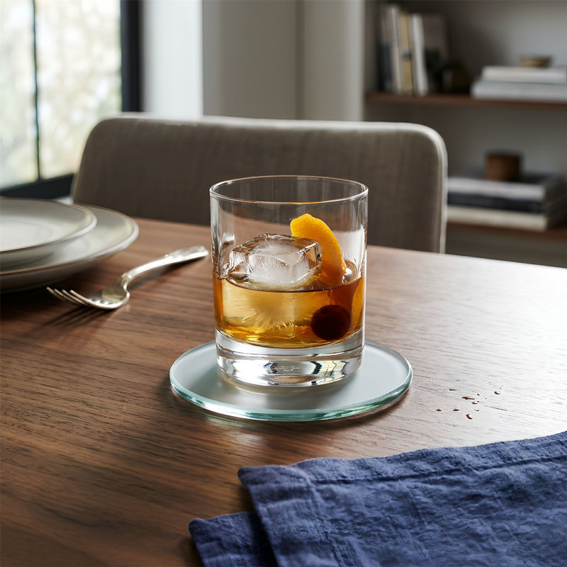 Harbour Housewares - 12pc Round Glass Placemats & Round Coasters Set - 30cm, Grey