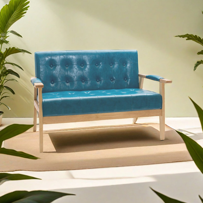 Élégant banc double décontracté Bar Cafe, Brun clair, Bleu