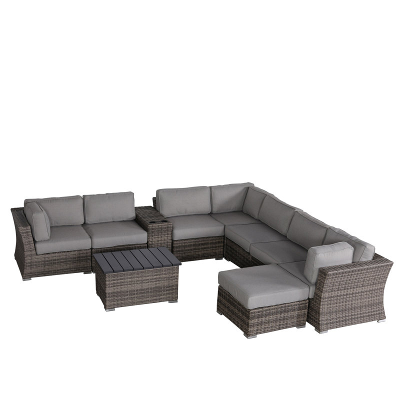 Wicker Fully Assembled 6 - Person Seating Group with Cushions