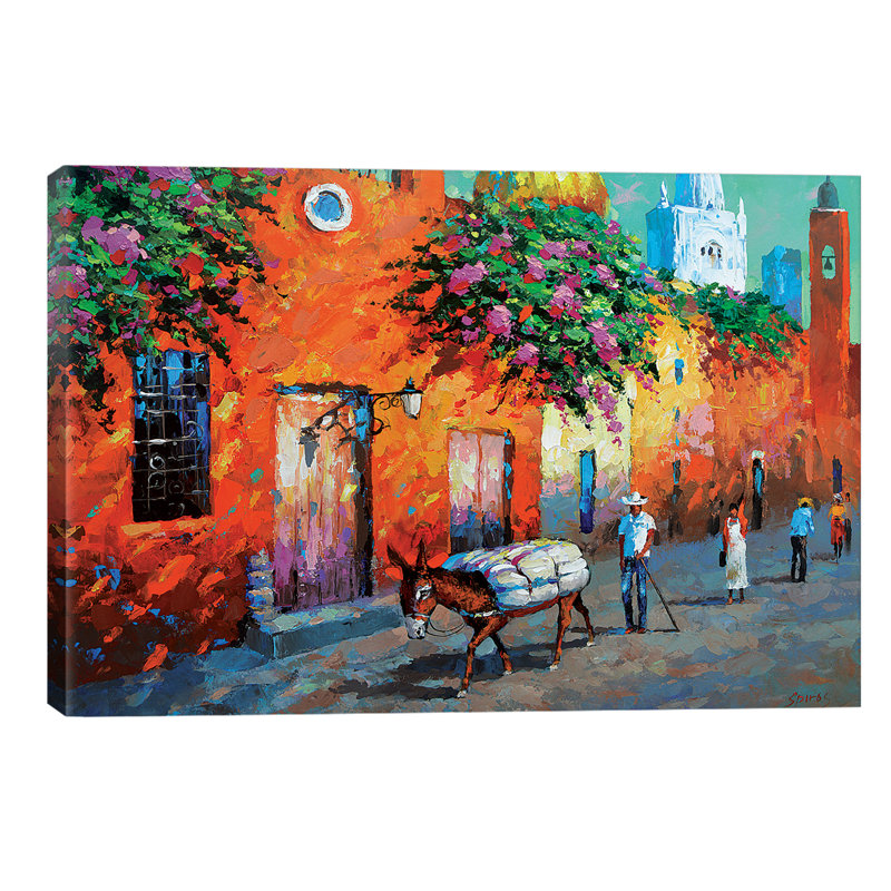 Mexican Caslle by Dmitry Spiros - Painting on Canvas, 66.04 cm H x 45.72 cm W x 1.91 cm D, No Frame