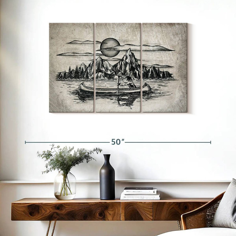 Lelar Indian In Canoe, 24" H x 38" W