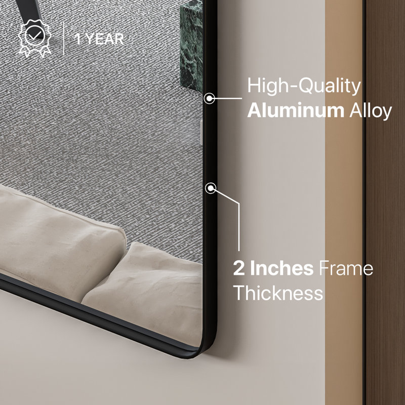 Miroir rectangulaire en métal noir 20 "x 30" Eviva Harmony, 24 po x 36 po