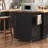 Kitchen Island with Drop Leaf, Open Side Rack, One Drawer and Towel Rack-1052081479