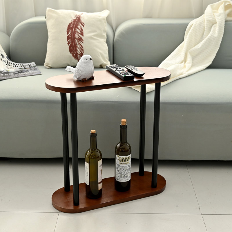  Modern Narrow Side Table, Tall Pedestal Drink End Tables Living Room, Narrow Coffee Table For Small Spaces, Beside, Sofa Couch, Bedroom, Wooden Night Stand Home Decor （dark Brown)