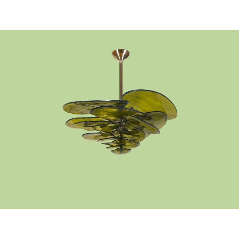 Lustre résidentiel Lilypad, Bleu, Nickel noir brossé, 16” Diameter x 16” Height
