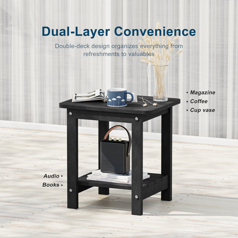 Outdoor Side Table HIPS Table for Patio, Garden, Lawn, Black