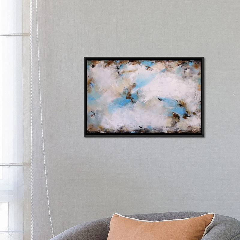 Blue Harmony by Radiana Christova - Print, 18" H x 26" W x 1.5" D, Black Framed Canvas, No Mat