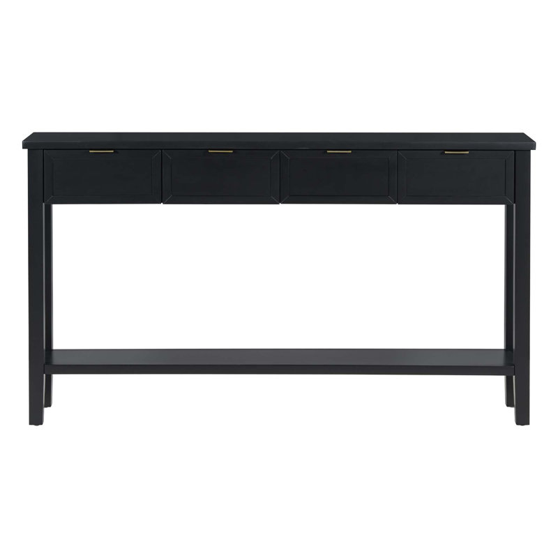 Modern 4-Drawer Console Table, Black