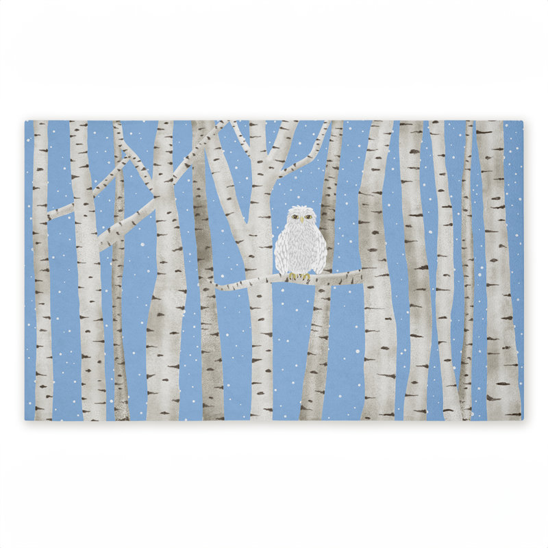 Paillasson Winter Birches & Owl, par Darlene Seale, 18 po x 30 po