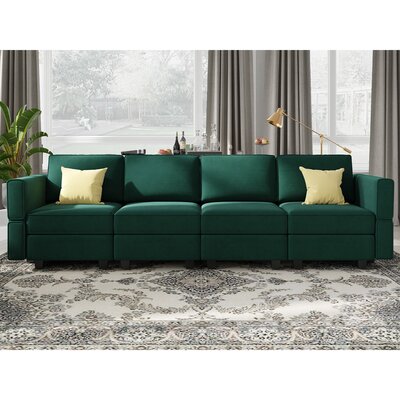 5-Piece Symmetrical Velvet Sectional Modular Sofa 4-Seat Variable Upholstered Couch with Storage -  Mercer41, 7A02A4743A1844F9A0036711EED76C9C