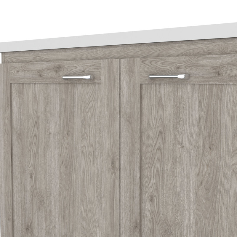 Ashura 2-pc Kitchen Cabinet Set includes Countertop base unit and wall mounted Cupboard, Light Gray
