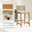 Tabouret de comptoir Luca Premium en corde - finition teck, gris clair, ensemble 2-1808107365
