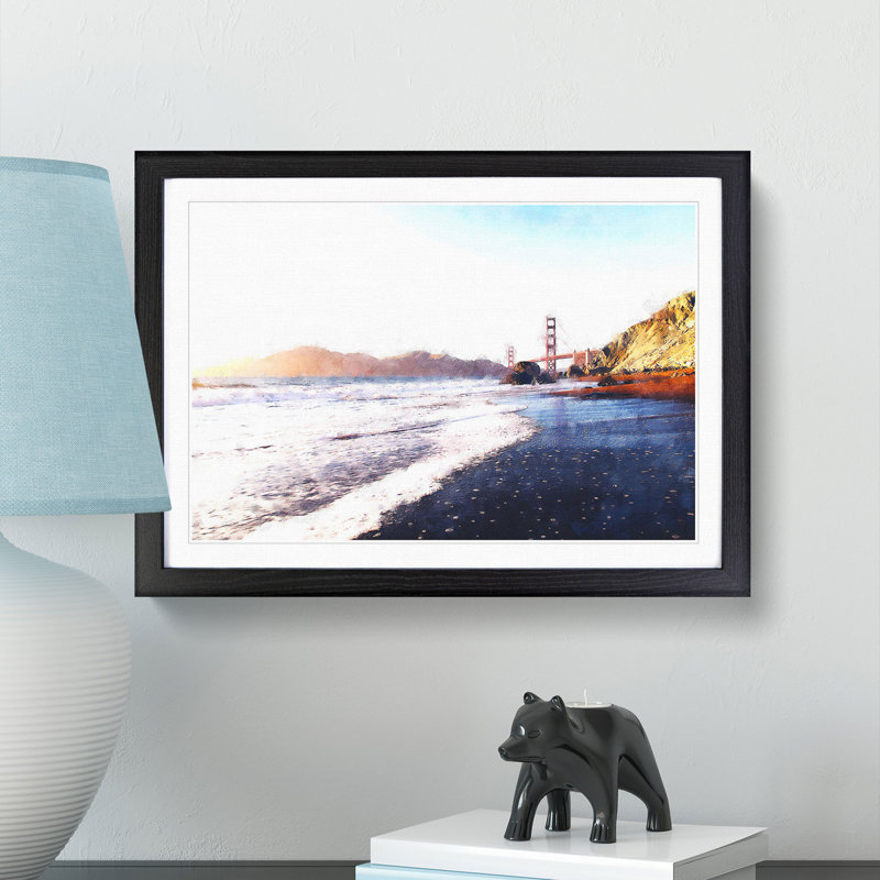 The Golden Gate Bridge in San Francisco - Picture Frame Painting Print, 24cm H x 33cm W x 2cm D, Black Framed