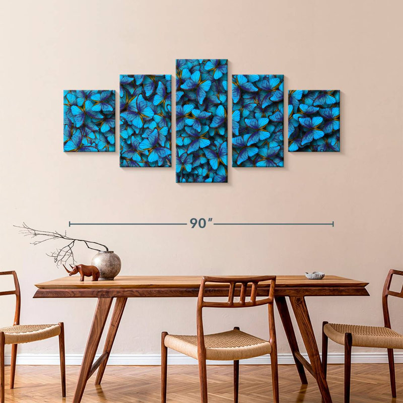 Motif papillon bleu, H 42 po x l 92 po