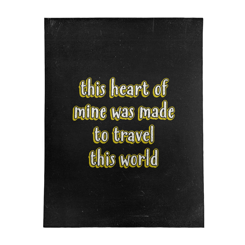 Tapis en polyester de style tableau noir travel love quot, Rectangle 5 pi x 7 pi