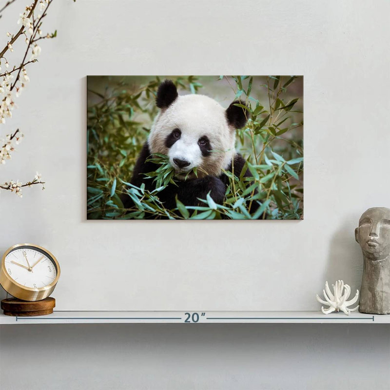 Panda With Bamboo, 8" H x 12" W