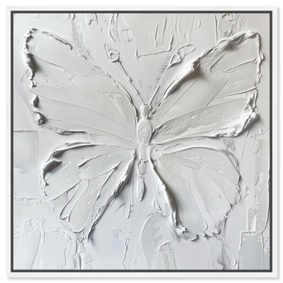 White Butterfly Canvas Elegant White Gold Wall Art by Art Remedy