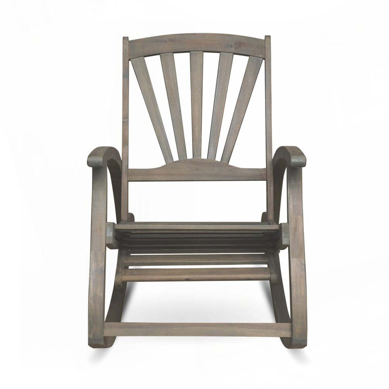 Chaise berçante d'extérieur en bois d'acacia, Gris
