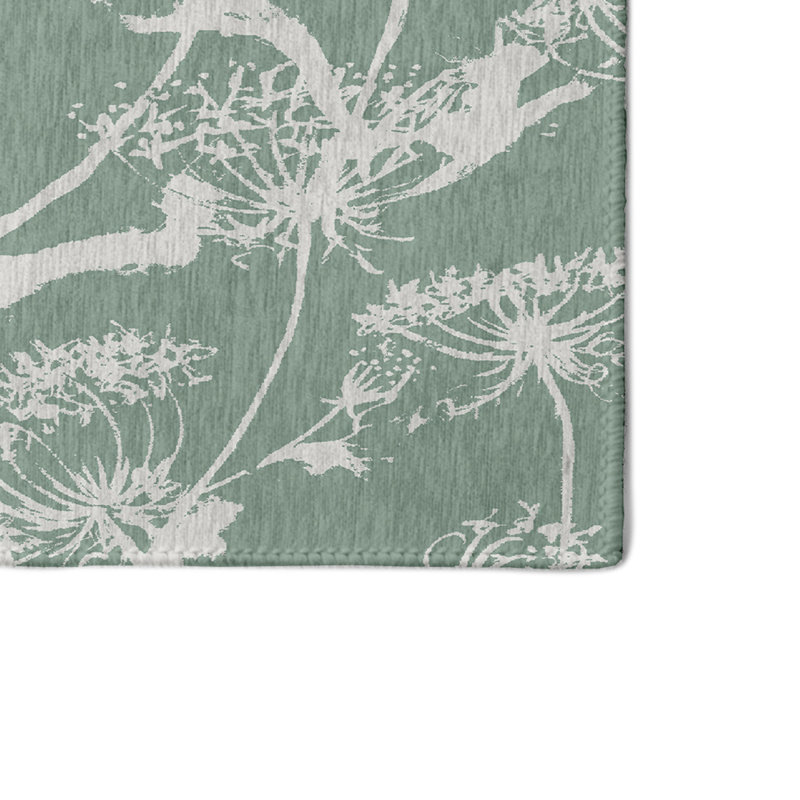 Tapis vert / ivoire à motif floral Alvordton, Rectangle 3 pi x 5 pi