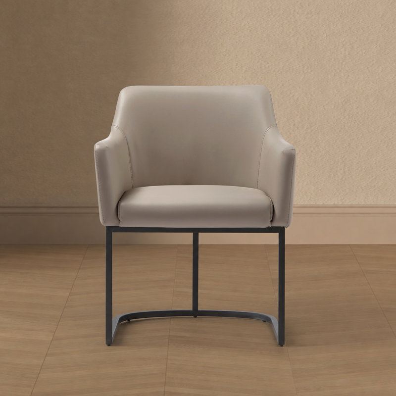 Fauteuil en cuir gris clair Serena Serena, Gris clair