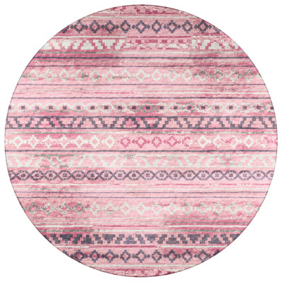 Tapis rose / gris / blanc Ance