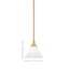 Mini-luminaire suspendu à tige avec finition en laiton nouvel âge et verre mousseline blanc-22608282-22608279