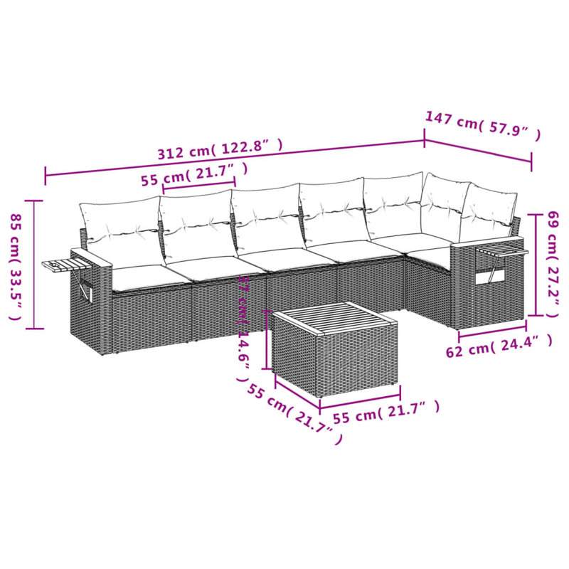 Ensemble de canapé de jardin Vidaxl