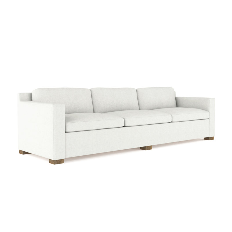 Mercer Track-Arm Extra Long Sofa, Weathered, Plush Velvet Blanc, 33.5" H x 120" W x 39" D
