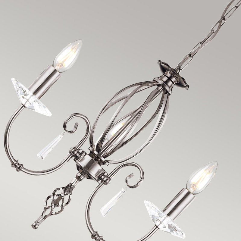 Thebes 5 - Light Candle Style Chandelier, Polished Nickel