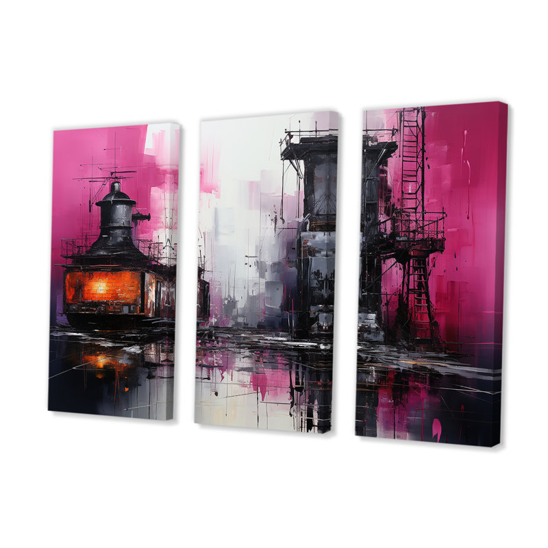 Ensemble de machines sur toile Magenta, H 28 po x l 36 po x P 1 po