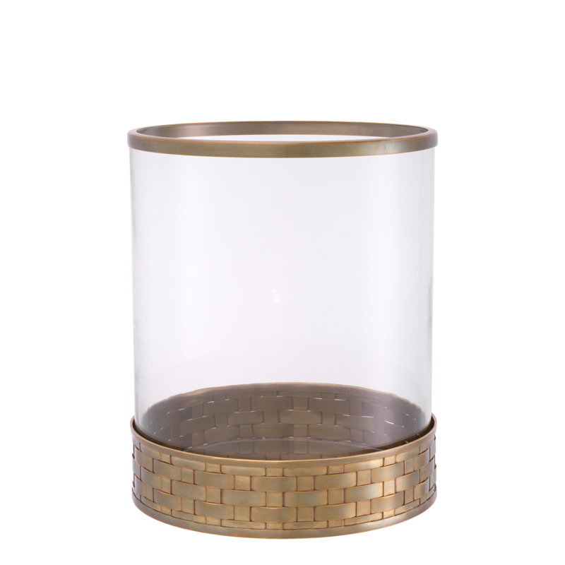 Lausanne Hurricane Candle Holder, Brass, 10.63" H x 8.86" W x 8.86" D