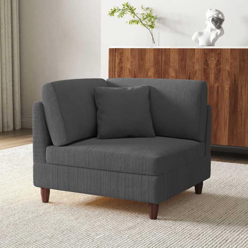 Mordecai 95Cm Wide Side Chair, Grey Corduroy