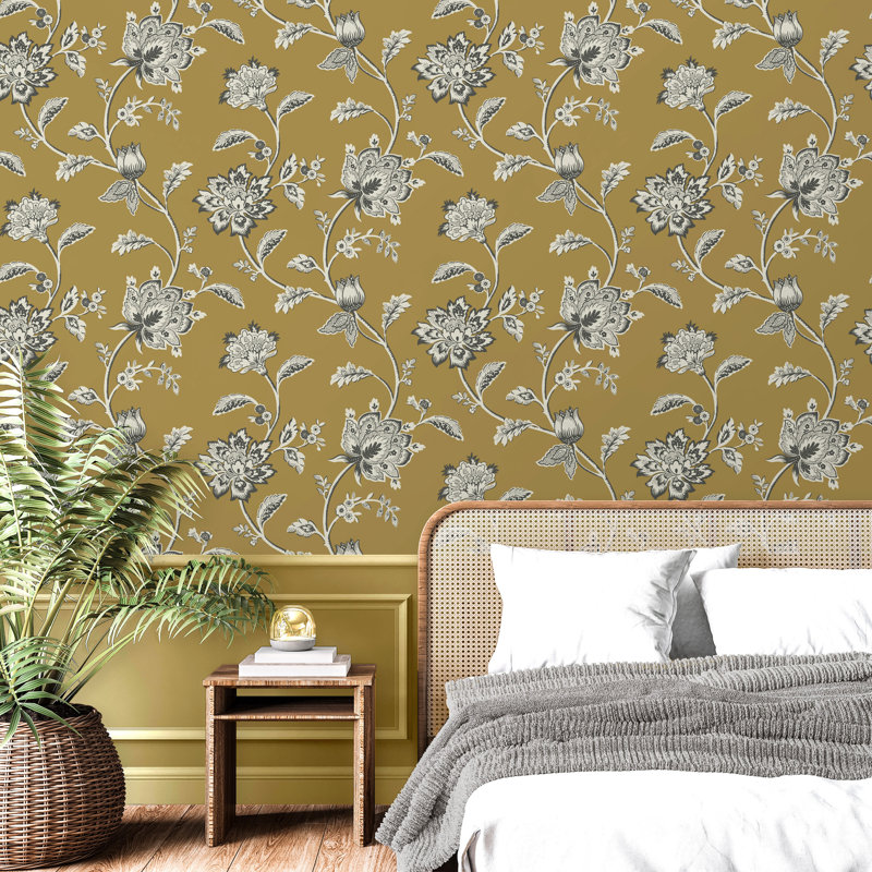 Lark Manor 10.5m x 52cm Floral Wallpaper Roll, Brown