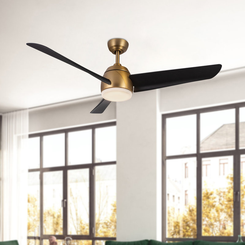 Thalia Smart LED Downrod Ceiling Fan, Brushed Gold, Matte Black