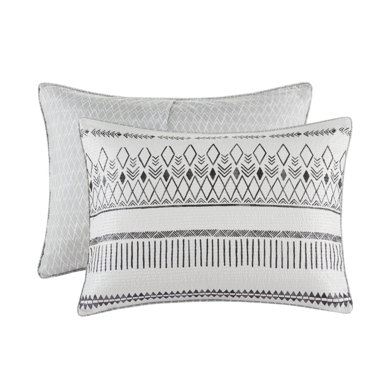 Full Gray Microfiber Reversible Comforter Set with Decorative Pillows