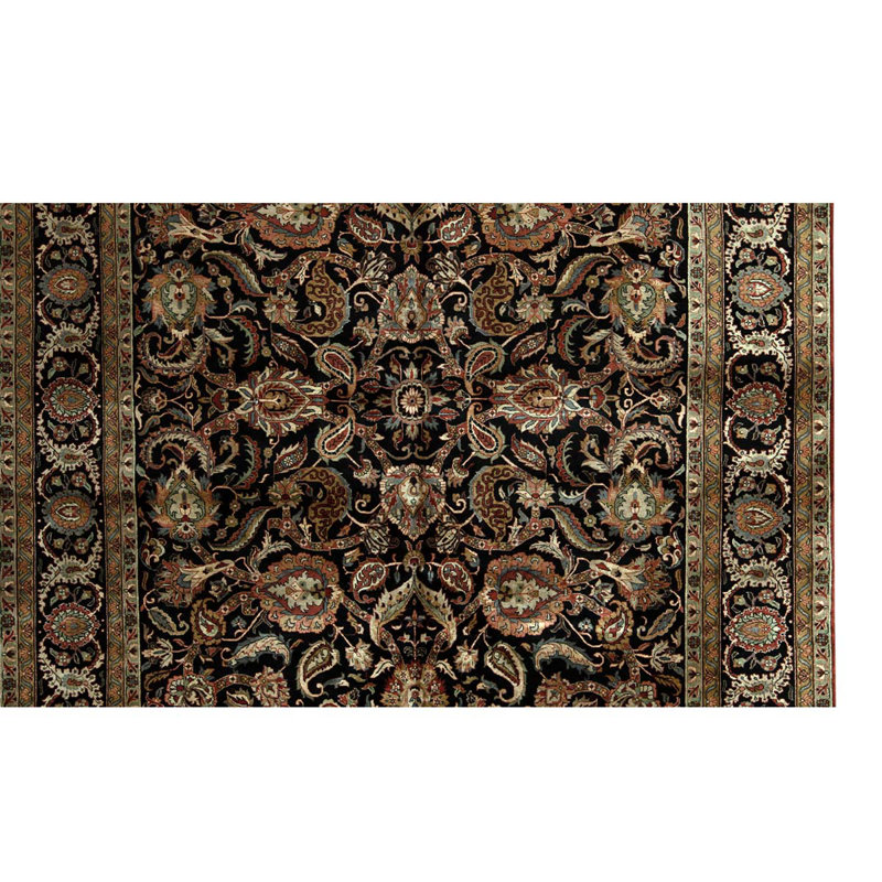Tapis rectangulaire en laine noir / brun / rouge 9 pi 2 po x 11 pi 11 po