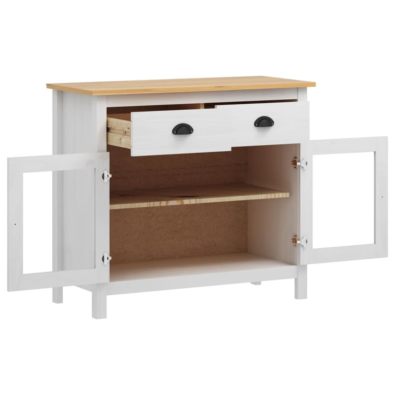 Mickelson Free-Standing Cabinet 90x40x80 cm, White/Honey Brown