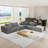 Boneless Modern Upholstered Sectional Sofa Couch Set,Modular Shaped Sectional Living Room Sofa Set-1298304297