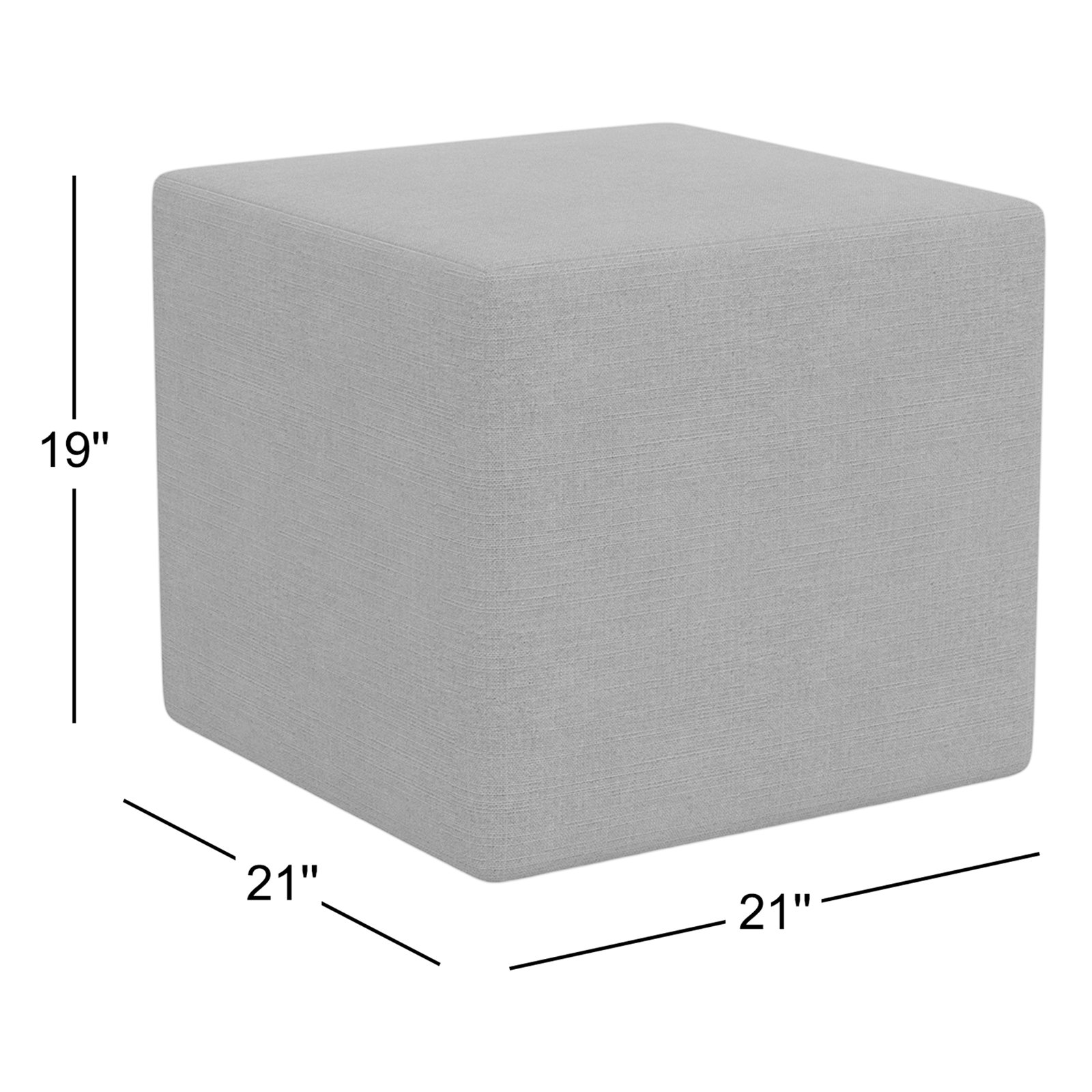 21" Linen Upholstered Ottoman, Linen Gray Linen