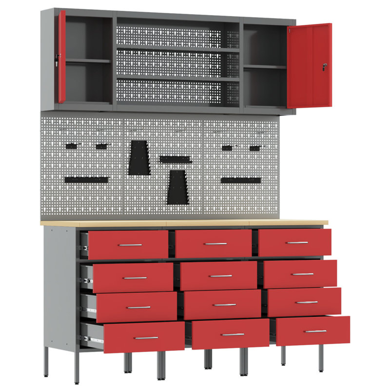 Work Cabinet with Drawer, Red