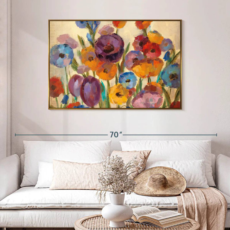 Garden Hues I, 46 po x 31 po, Cadre flottant doré